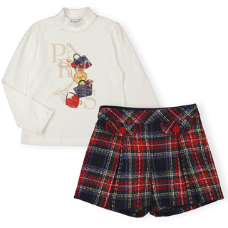 Mayoral - Girls Cherry Paris Top & Check Shorts