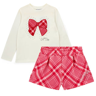 A DEE - Love Story Lexi Check Bow Short Set Snow White