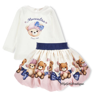 Monnalisa - Teddy Skirt Set & Tights