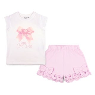 A Dee - Girls Pink Bowtique Chic Pink Bow Short Set