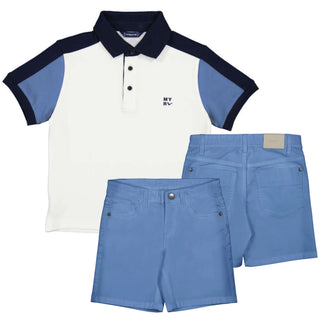 Mayoral - Boys French Blue Polo Top & Short Set