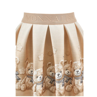 Monnalisa - Girls Caramel Teddy Bear Top & Skirt Set