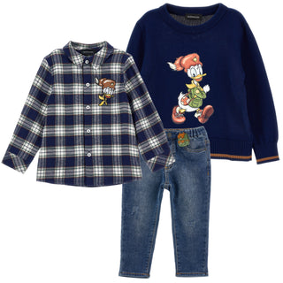 Monnalisa - Boys Donald Duck Shirt, Jumper & Jeans Set