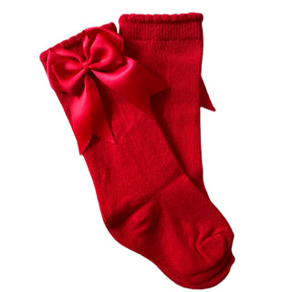 Tambino - Red Knee High Bow Socks