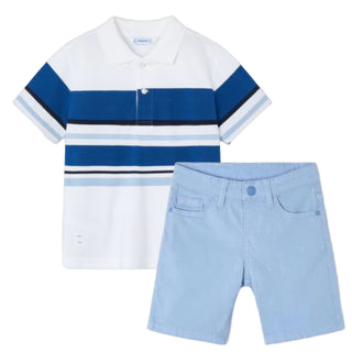 Mayoral Boys - Blue Stripe Polo Top Short Set