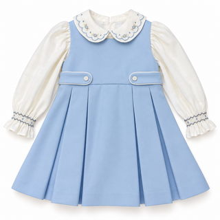 Pretty Originals - Girls Blue Pinafore Dress & Shirt
