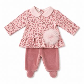 Ninnaoh - Baby Girls Pink Leopard Print Two Piece