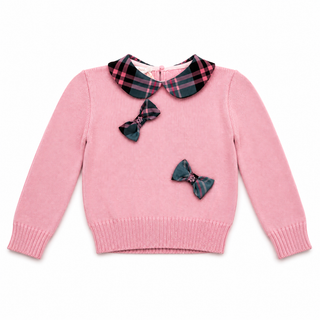 Bimbalo - Girls Candy Pink Knit Jumper  & Tartan Skirt