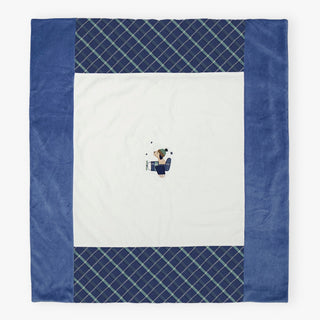 Mayoral - Baby Boys Blue & Green Check Velour Blanket