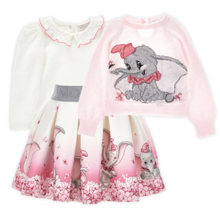 Monnalisa - Dumbo Pink Three Piece Skirt Set