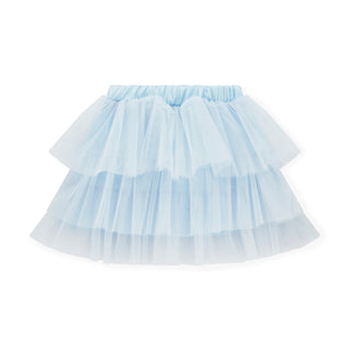 Light blue tulle skirt on a white background