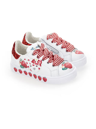 Monnalisa - Teddy & Strawberry Print Trainers