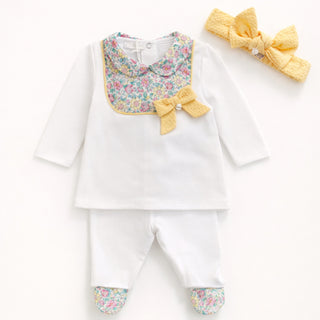 Ninnaoh - Baby Girls Lemon Floral Two Piece & Headband Set