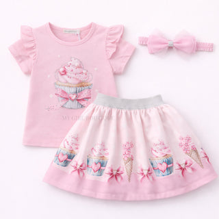 My Girl Boutique - Girls Pink Cupcake Skirt Set