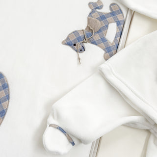 Bimbalo - Boys Velour Rocking Horse Two Piece & Blanket Set