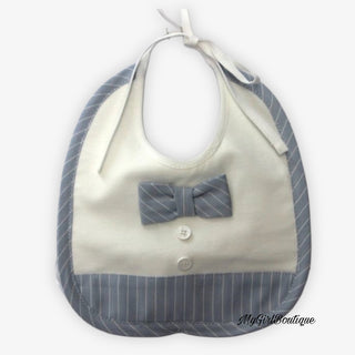 Petit Italia - Baby Boys Blue & White Bib