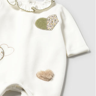 Mayoral - Baby Girls Ivory & Basil Green Baby Grows