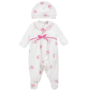 Monnalisa - Baby Girls Roses Baby Grow & Hat