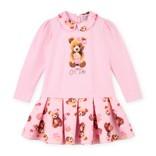 A DEE - Teddy Bear Bakery Meadow Bear Print Dress Pink