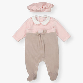 Mayoral - Baby Girls Blush Velour Baby Grow