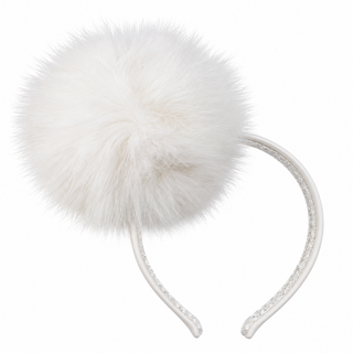 Bimbalo - Girls White Fur Pom Hairband