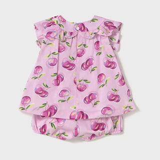 Mayoral - Baby Girls Mauve Cherry Romper Short Set