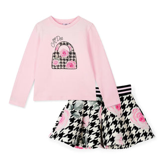 A Dee - Girls Winter Bloom Amy Handbag Print Short Set