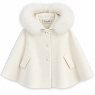 Bimbalo - Girls Ivory Fur Hooded Cape