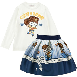 Monnalisa - Blue Daisy Duck Skirt Set