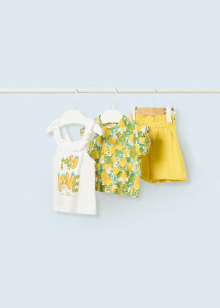 Mayoral Girls - Lemon Print 3 Piece Short Set