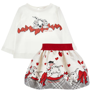 Monnalisa - Dalmatian Bow Top & Skirt Set