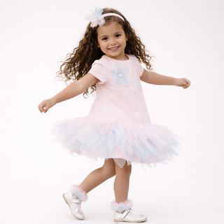Daga - Girls Ceremony Floral Tulle Dress Pink