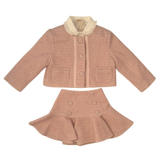 Bimbalo - Girls Pink Jacket Shirt & Skirt Set