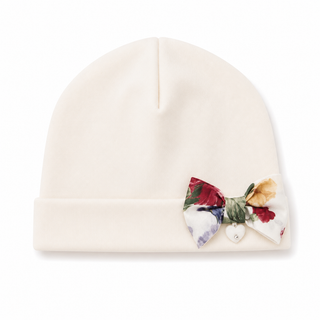 Ninnaoh - Baby Girls Cream Floral Baby Grow & Hat