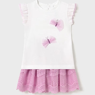 Mayoral - Baby Girls Mauve Butterly Skirt Set