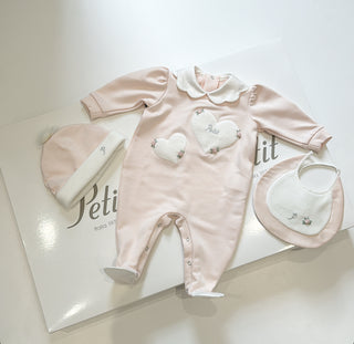 Petit Italia - Pink Baby Grow & Bib Set