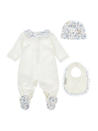 Monnalisa - Girls Blue Teddy Baby Grow Hat Bib & Blanket Set