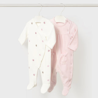 Mayoral - Baby Girls Rose Pink & Ivory Baby Grows
