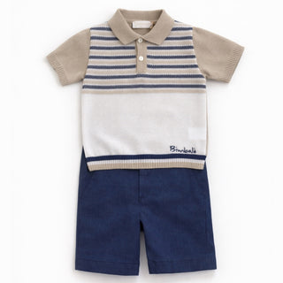 Bimbalo - Boys Knitted Polo & Navy Short Set