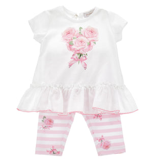 Monnalisa - Girls Roses Legging Set Pink