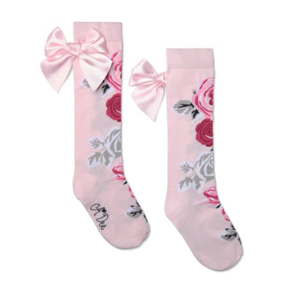 A Dee - Girls Winter Bloom Alessandra Rose Pink Knee High Socks