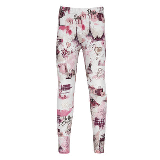 Leggings with pink and white pattern on a white background