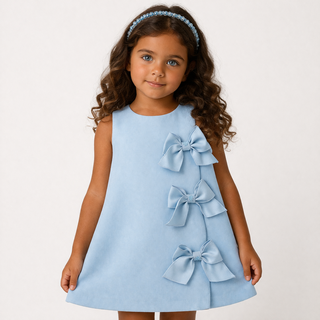 Bimbalo - Girls Blue Bow Dress