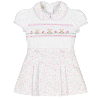 Pretty Originals Mint &amp; Pink Smocked Bunny’s Skirt Set