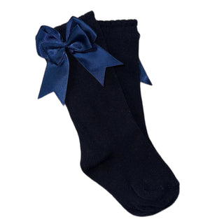 Tambino - Navy Knee High Bow Socks