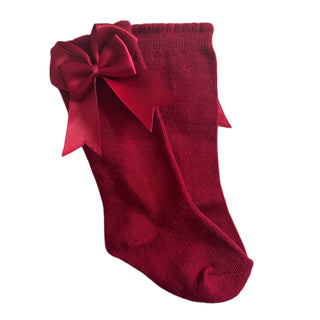 Tambino - Burgundy Knee High Bow Socks