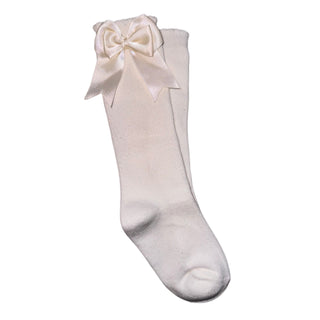 Tambino - Cream Knee High Bow Socks