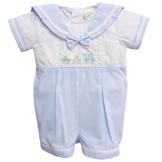 Pretty Originals - Baby Boys Embroidered Trains Romper