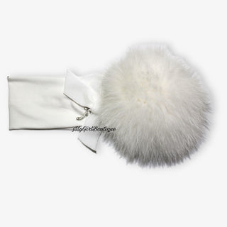 Petit Italia - WHITE Fur Pom Headband