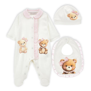 Monnliasa - Teddy Bear Three Piece Baby Grow Set